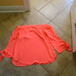 Adrienne Boutique Off Shoulder Tie Sleeve Top SZM
